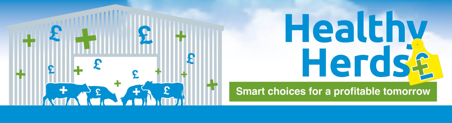 Graphic of cows with the Healthy Herds logo